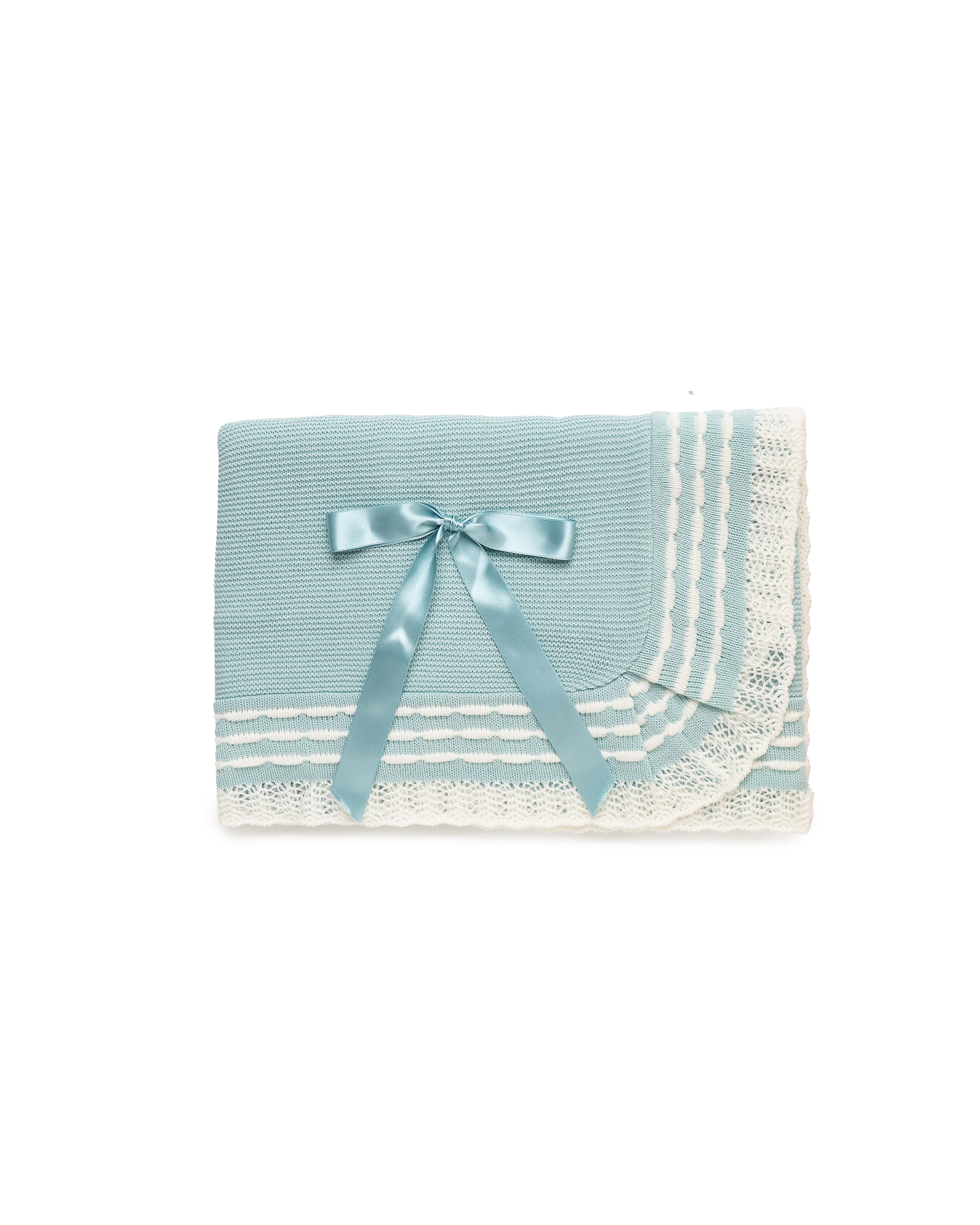 3-Piece Newborn Set with Striped Pattern on Hem and Sleeves and Ruffle, Including Matching Blanket