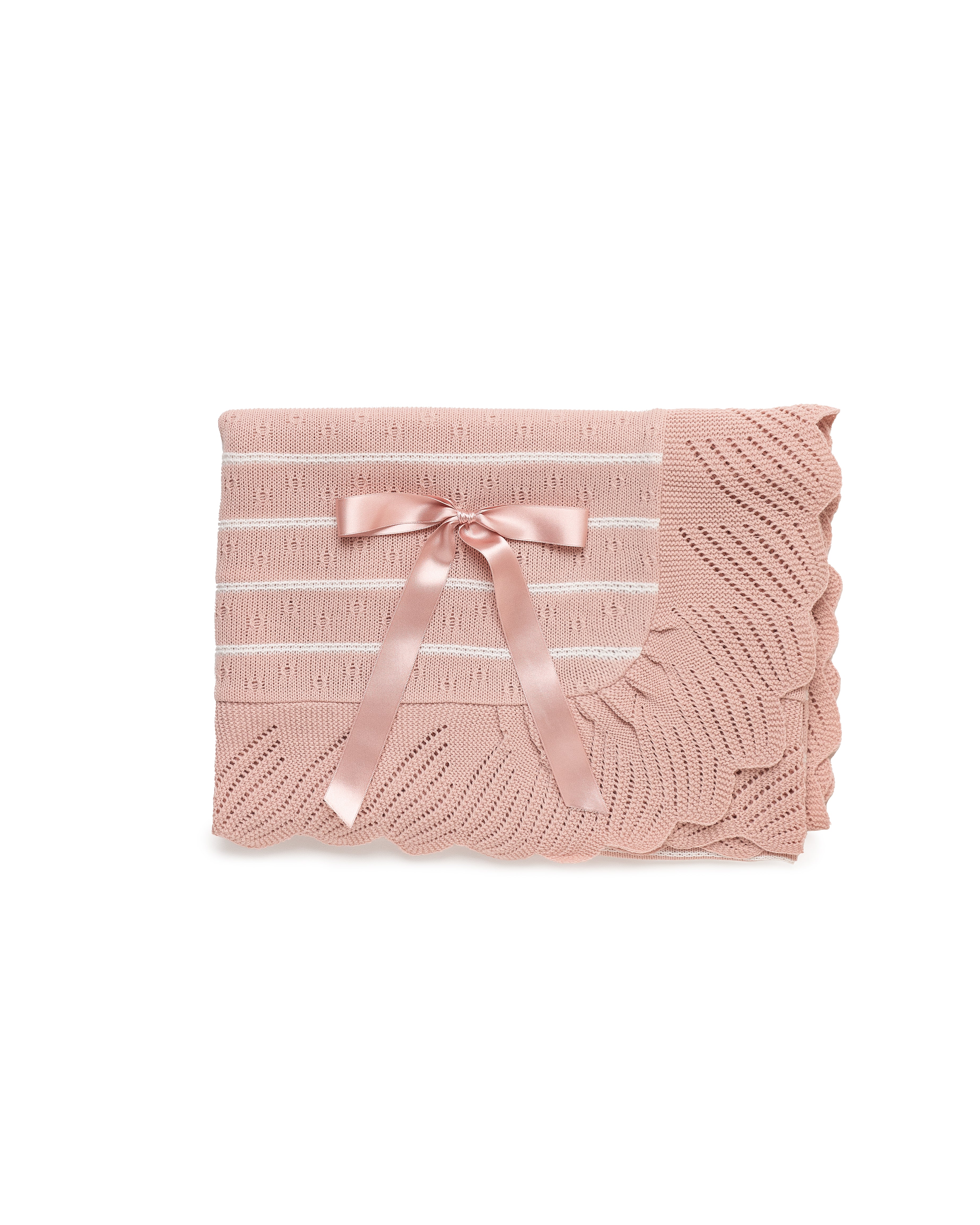 Striped 4-Piece Newborn Set with Cable Knit and Matching Blanket