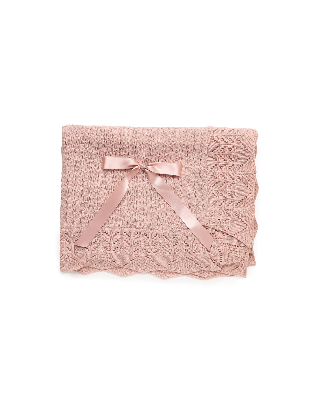 4-Piece Newborn Set with Cable Knit and Lace Collar, Including Matching Blanket