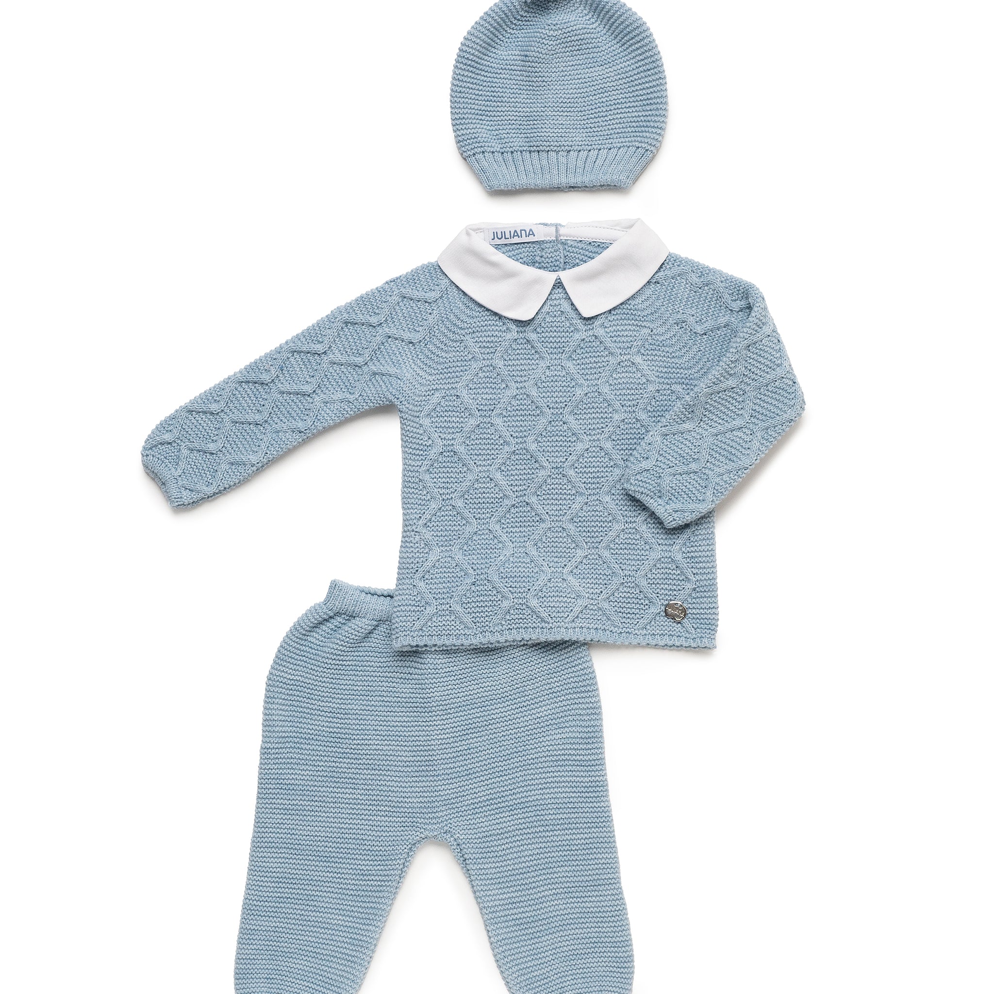 4-Piece Newborn Set with Fabric Collar, Trousers, and Matching Blanket