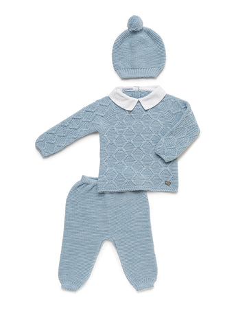 4-Piece Newborn Set with Fabric Collar, Trousers, and Matching Blanket