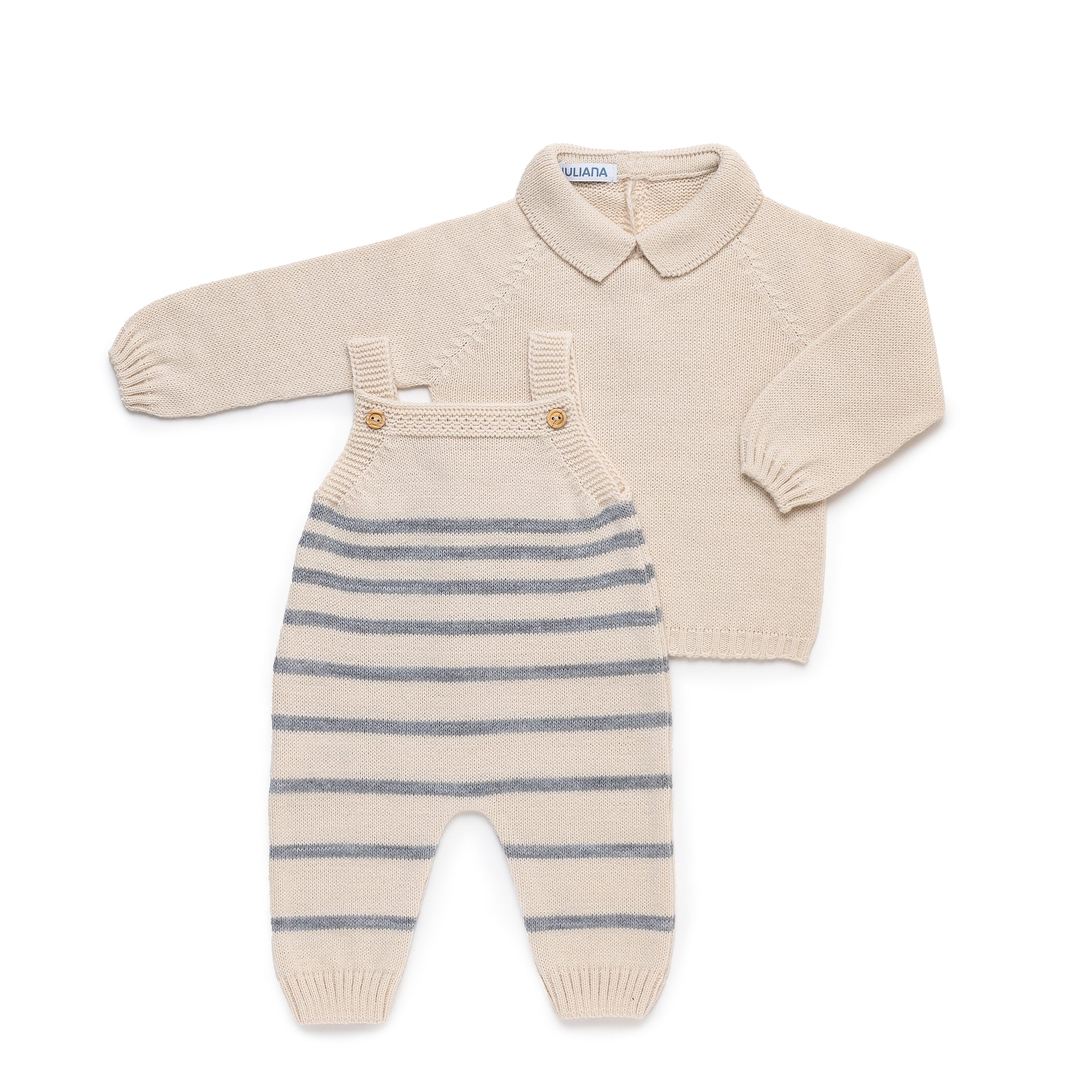 Striped Knit Romper with Sweater