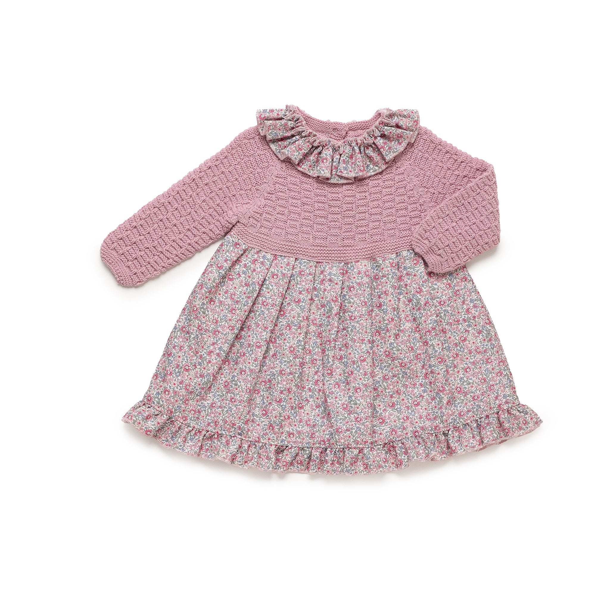 Knitted Bodice Dress with Floral Skirt