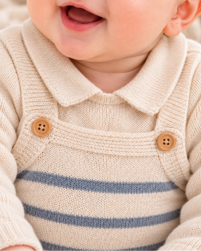 Striped Knit Romper with Sweater