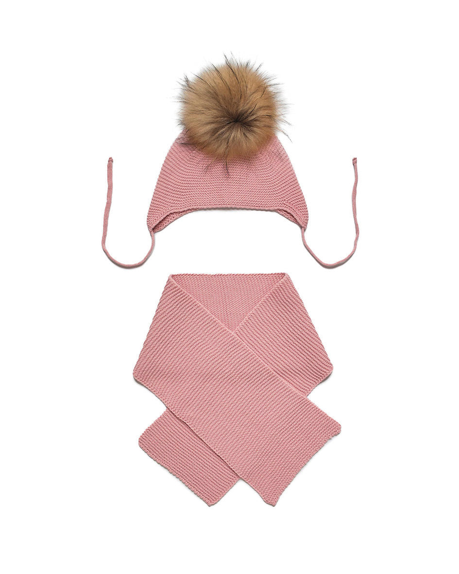 Lin Knitted Scarf With A Natural Fur Beanie