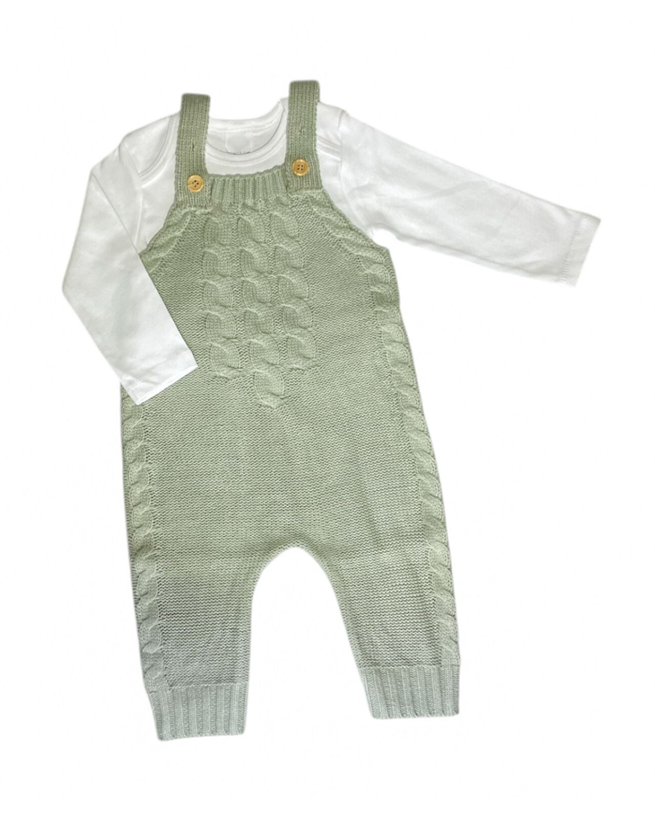 Baby Knit Romper with Shoulder Straps and Cotton Bodysuit