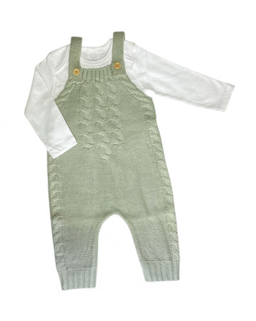 Baby Knit Romper with Shoulder Straps and Cotton Bodysuit