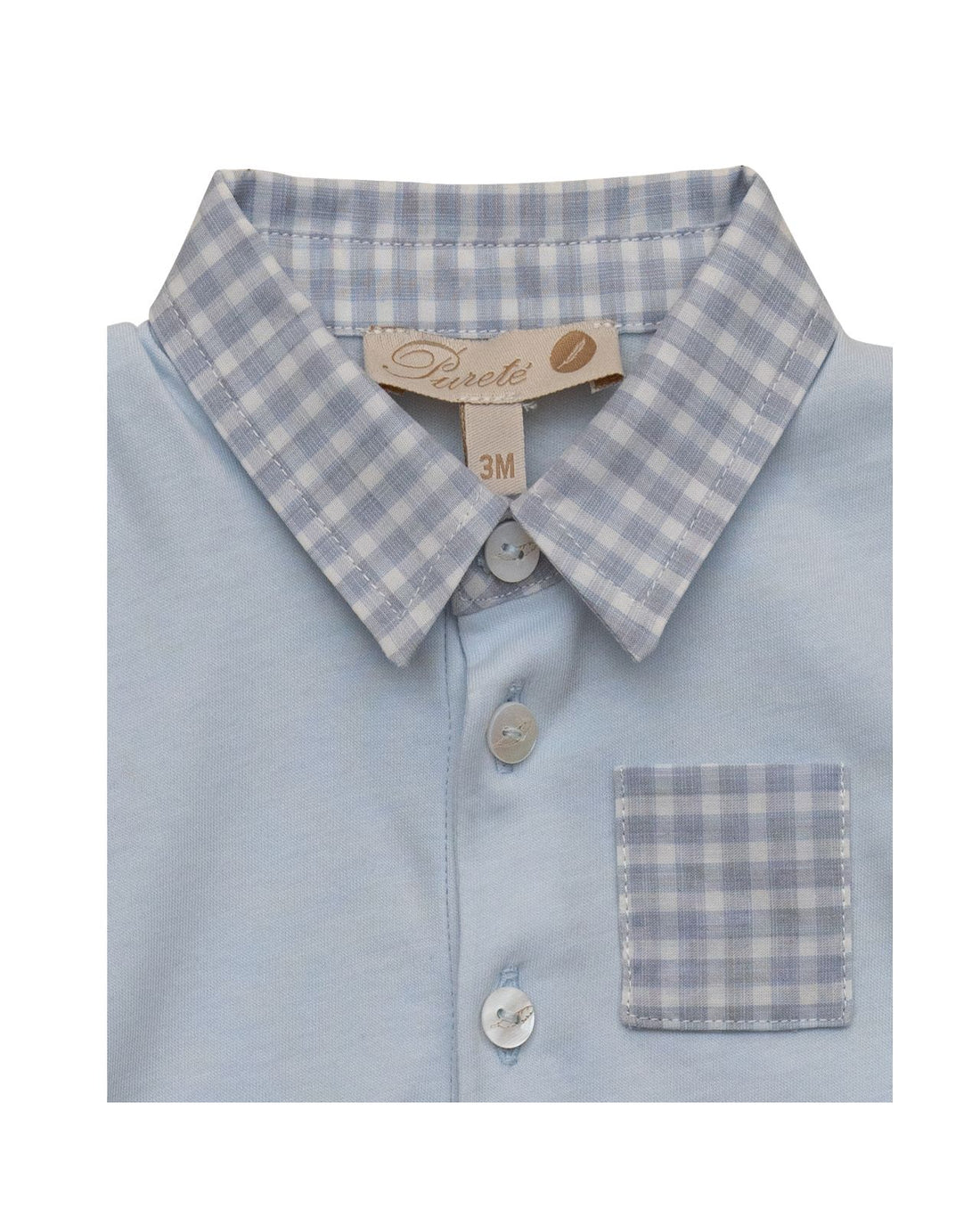 Long-Sleeve Baby Bodysuit with Collar and Pocket