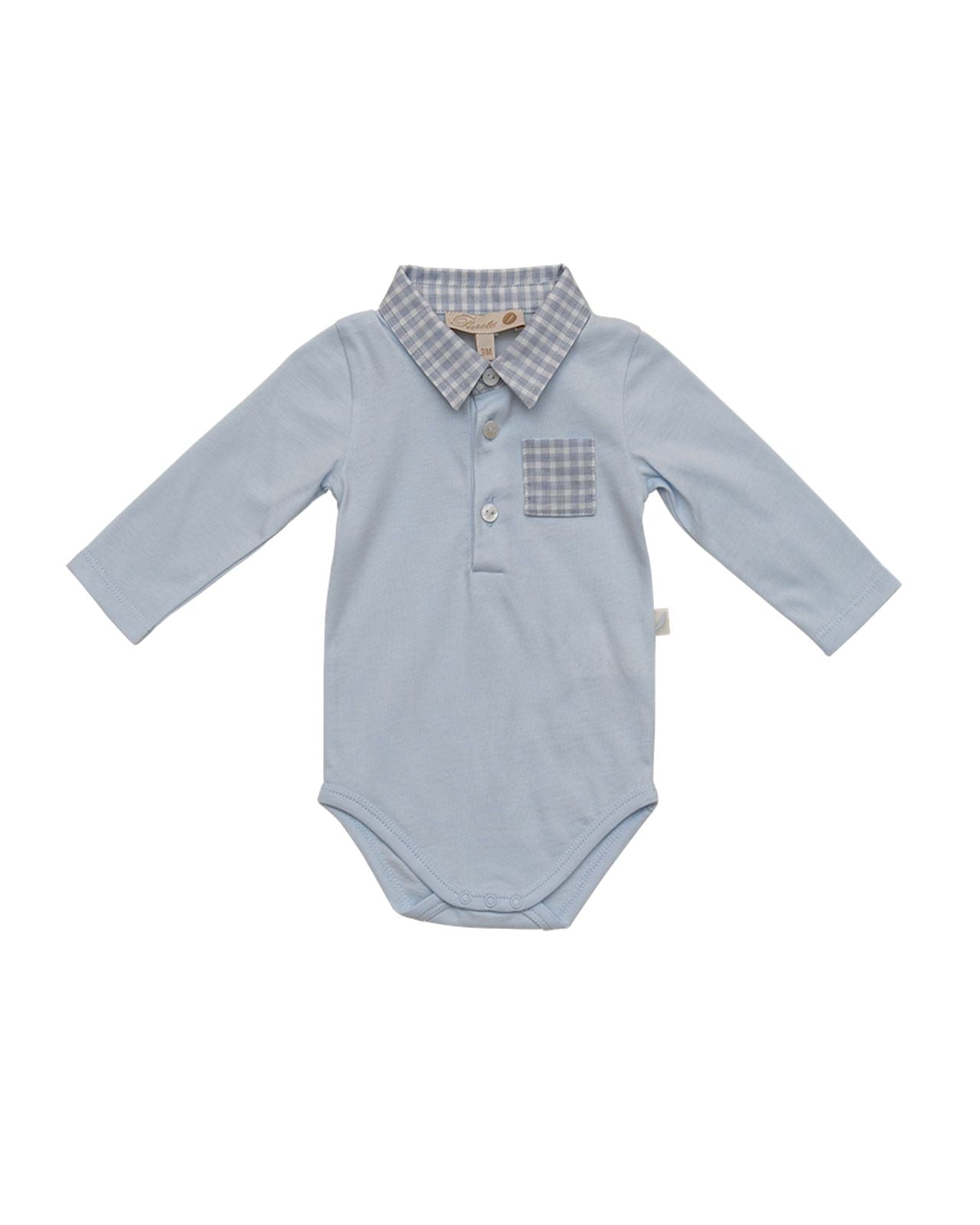 Long-Sleeve Baby Bodysuit with Collar and Pocket