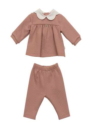 Girl Knit Top & Pants Set – Old Pink | 80% Cotton, 20% Polyester